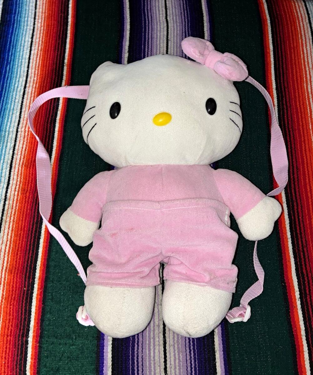 Vintage Y2K Sanrio Hello Kitty Pink Tracksuit Plush Backpack Doll Bag
